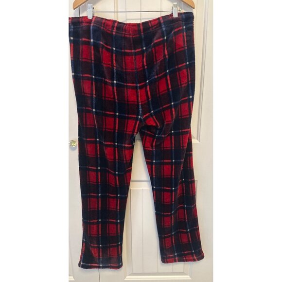 The American Outdoorsman Mens Fleece Pajama Pants XL Red & Blue Plaid Lounge Wea - Picture 3 of 7